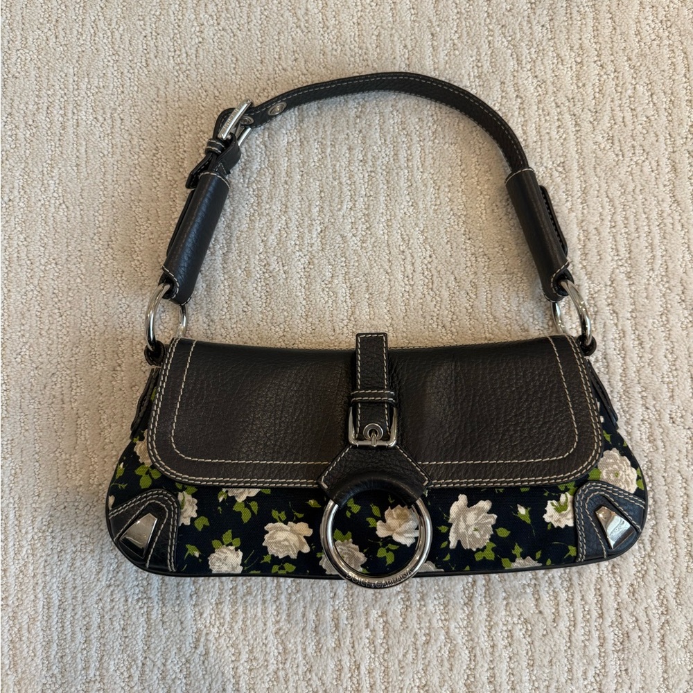 Dolce & Gabbana Black Floral Shoulder Bag